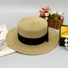 Black Fashion-Woven Wide-brimmed Hat Sun Hat Summer Women Bee Wide Cap Parent-child Flat-top Visor Woven Straw Hats