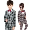 Clothing Sets Flower Boys Formal Suit Kids Wedding Jackets Vest Pants Tie Clothing Set Children Blazer School Graduation Come Groom Dress W0222