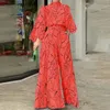 Women's Jumpsuits Rompers Elegant Woman Jumpsuit Loose Long Pants Long Sleeve Halterneck Art Print Sets Office Playsuits Long Jumpsuits 230221