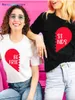 T-shirt feminina melhor amiga Heart Women Women Cotton T-shirts Girl Girl Bestie Graphic projetado Tops Tees BFF Matching Sisters Roupos 022223H