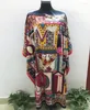Etniska kläder Kuwait Silk Kaftan Dress Boho Färgglada mönster Lady Dashiki Tryckt Maxi för kvinnliga afrikanska kläder