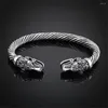 Bangle Men's Opening Alloy Double Fauet Domineering Armband Utsökta Dragon Head Design smycken Tillbehör