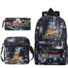 Backpack Kids 3pcs/set sharkdog mochilas garotas meninas cartões de desenho animado saco de livros adolescente mochila mochila casual de moda