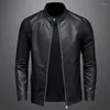 Men's Jackets 2023 Spring Autumn Leather MotorcycleJacket Men Stand Collar Slim Pu Jacket Causal Coat Mens Trend Coats