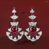 Boucles d'oreilles à tige de haute qualité originales femmes festonnées rubis carbone diamant bijoux de luxe cadeau