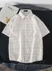 Men's Casual Shirts Gmiixder Summer Short-sleeved Plaid Shirt Male Student Korean Oversize Button-up Trendy Handsome Safari Simple TopMen's