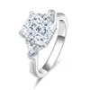 Anneaux de cluster Pirmiana S925 Argent 3.0ct Radiant Coupe Simulé Diamant Mariage Fiançailles Femmes Bijoux De Mode