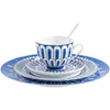 Plates European Style Coffee Cup Ceramic Mug Vintage Bone China Dinner Luxury Dinnerware Fine Porcelain Sets Kitchen