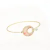 Bracelet 2023 bijoux en cristal Simple cuivre pierre croissant de lune manchette Bracelets Bracelets pour les femmes