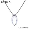 Necklace Earrings Set EYIKA Arrival Olive Shape Glass Jewelry Light Blue/white Color And Stud Earring Fashion Gift For Female