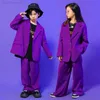 Zestawy odzieży Dzieci Jazz Dance Loose Come Stage Performance Hiphop Suit Boys Girls Hip-Hop Catwalk Clothing Zestaw W0222