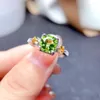 Pierścionki klastra Kreatywne księżniczka Diamond Olive Green Otwarcie Regulowana para Pierścień Pierścień Pełny Pełny oryginalny srebrny biżuteria na prezent