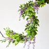 Decorative Flowers Artificial Flower Vine Ivy Leaf Garland Wall Hanging Plant Rattan String Fake Wisteria For Home Wedding Party Arch Decor