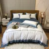 Bedding Sets 4Pcs White El Duvet Cover Blue Pink Soft Breathable Set Bed Sheet Pillow Shams