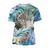 Heren T-shirts Jumeast 3D Animal Tiger Gedrukte T-shirts voor mannen Cartoon Floral grafisch T-shirt oversized casual mode jeugdkleding