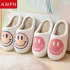 Slippers ASIFN winter Women Fluffy Fur Slippers Big Smile Floor Short Plush Fleece Flat For Couples Black Ladies Shoes Indoor Slippers Z0215