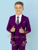 Zestawy odzieży jasnoszary na nogach Lapel Dzieci Dzieci Wedding Blazer Formal Suit podwójnie piersi kamizelka na przyjęcie urodzinowe sukienki 3 sztuki W0222