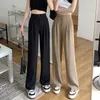 Women's Pants Capris Fashion Pockets Solid Drape Suit Pants Spring Summer Korean Button High Waist Loose Wide Leg Mopping Trousers Trend Women 230222