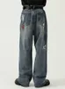 Мужские джинсы Houzhou негабаритные брюки, разорванные для брюк с синими джинсовыми банками Y2K Мужское панк японская уличная одежда хип -хоп 230222