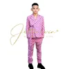 Set di abbigliamento Rosa Nero Polka Ragazzi Abiti formali 2 pezzi Giacca doppio petto Pantaloni Bambini Festa nuziale Smoking Bambino Blazer Set