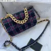 CC Cross Body 22K 19 Series Purple Woolen Woc Designer Bag Vintage Hardware Chain Handle Crossbody Shoulder Strap Wallets Designer Fall Winter Multi Pocket Card