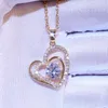 ペンダントネックレスNurmwung Heart Copper Inlay crystalネックレス