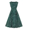 Casual klänningar ärmlös polka dot kvinnor retro vintage klänning elegant boho strand o nacke en linje damer 50s 60s fest midi vestidos