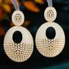 Studörhängen Siscathy Fashion Hollow Round Drop For Women Luxury Full Cubic Zircon Hanging Earring Wedding Party Jewelry