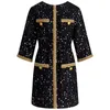 Kvinnorjackor Light Luxury and High Definition Sequin Temperament Celebrity Retro Black Gold Tweed 2023 Spring Autumn Coat 230223