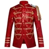 Abiti da uomo Blazer Shiny Paillettes Glitter Catena Abito militare Giacca da smoking Giacca da discoteca Stage Show Cosplay Masculino 230222