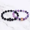 Strand Selling Crown Natural Stone With Copper Inlaid Bracelet Couple Volcanic 8m Agate Quality Luxury For Lovers