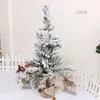 Kerstdecoraties 1,5 m PE Simulatie kunstmatige boom ceder 0,6/0,9/1,2 m vallende sneeuw flocking light desktop ornamenten decoratie