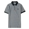 Men's Polos Business Casual Polo Shirt Men Striped Lapel T-shirts Spring Summer 2023 Slim Short-sleeved Clothing S-4XL