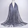 Muslim Cloud Hijab Scarf Shawl Wraps Pure Color Lace Hollow Fringed Long