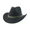 Chapéu de cowboy cowboy chapéus de cowgirl ocidental para mulheres fedoras feltado banda cinturão casuall panamá camelo chaques chapéus sombrero hombre