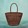Beach bags French woven vegetable basket with cowhide cut-out handbag 230223
