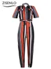 Women's Jumpsuits Rompers Overalls for Women Casual Lapel Lace-up Print Belt Work Jumpsuit Women One Pieces Bodysuit Women Chic and Elegant Jumpsuits 230223