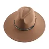 女性の帽子の帽子の帽子帽子帽子hat男性ワイドブリム9.5cmベルトバンドフェドラ帽子帽子パナマジャズキャップマンハット