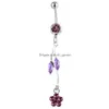 Navel Bell Button Rings D0528 Flowers Belly Ring Mix Colors Drop Delivery Jewelry Body Dhgarden Dhowk