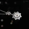 Hänge halsband koreansk stil solblommor halsband hängande rund kubik zirkonium lyx kvinnor bröllop engagemang bankquer party smycken