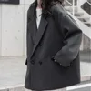 女性のスーツブレザーブレイザーズウーマンカジュアルデイリーファッションオフィスレディ秋の韓国スタイルシンプルインシソリッドロングスリーブベーシックオールマッチレトロルーズ230223