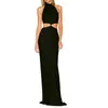 Casual Dresses FUFUCAILLM Womens Halter Long Fashion Stain Waist Cutout Bandage Backless Cocktail Party Prom Bodycon 230223