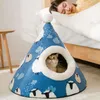 Cat Beds Furniture TLNY House Semi-Closed Pet Washable Supplies Kitten Dog Kennel Warm Puppy Tent 230222