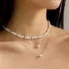 Pendant Necklaces Fashion Three Layer Gold Color Chain Pearl Necklace Romantic Wedding Women's Clavicle Luxury Jewelry