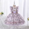 Flickans klänningar Kids Girl Lolita Dress Lace Flower Bow Sweet Girls Princess Dress Summer Birthday Party Ball Gown Dress 315 Years Z0223