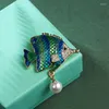 Brooches 1Pc Cute Enamel Sea Fish Bag Brooch Pin Lapel Badge Students Kids Friends Women Suit Sweater Ornaments Nautical Jewelry Gift
