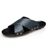 Slippers Mens Fashion Summer Casual Beach Shoes Split Leather Non-Slip Flip Flops Flat Male Big Size 38-48 DR004