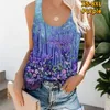 Damestanks 2023 Ontwerp Druktanktops Blue Tie Dye stromende tuniek mouwloos weekend gewone streetwear zomer dames nekvest