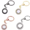 Keychains 10st/Lot Round Memory Living Glass Floating Medaillon Pendant Key Ring for Men Locket Chain Women Gift SMyckes Makan