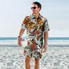 Men's Tracksuits Tiger Print Hawaiian Conjunto casual de manga curta Botão camisa de camisa de shortsssus férias na rua Trendy Holiday Two peças 230222